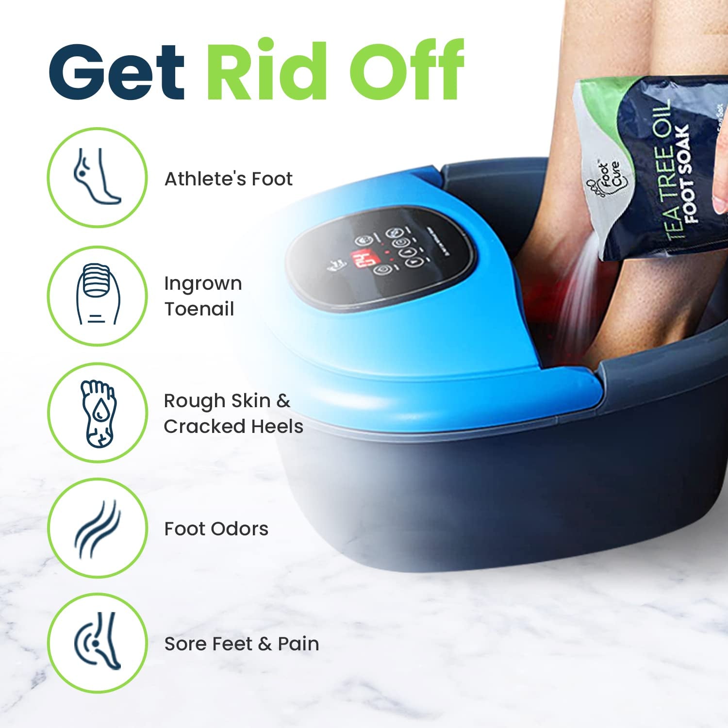 Tea Tree Oil Foot Soak with Epsom Salt - for Toenail Repair, Athletes Foot & Softens Calluses - Soothes Sore & Tired Feet, Nail Discoloration, Foot Odor Scent, Spa Pedicure, Foot Care - Made in USA, 16 Oz Health & Beauty > Personal Care > Foot Care FOOT CURE   