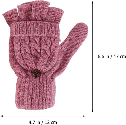 UEETEK Women Winter Warm Wool Knitted Convertible Fingerless Gloves with Mitten Cover (Brown) Apparel & Accessories > Clothing Accessories > Gloves & Mittens UEETEK   