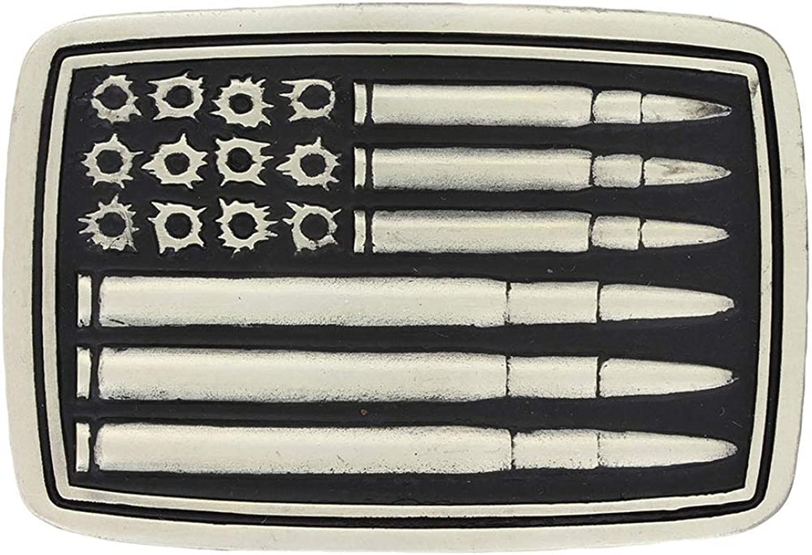 Montana Silversmiths 2Nd Amendment Series Attitude Western Belt Buckle Apparel & Accessories > Clothing Accessories > Belt Buckles Montana Silversmiths Silver Bullet Flag - Antiqued Silver  