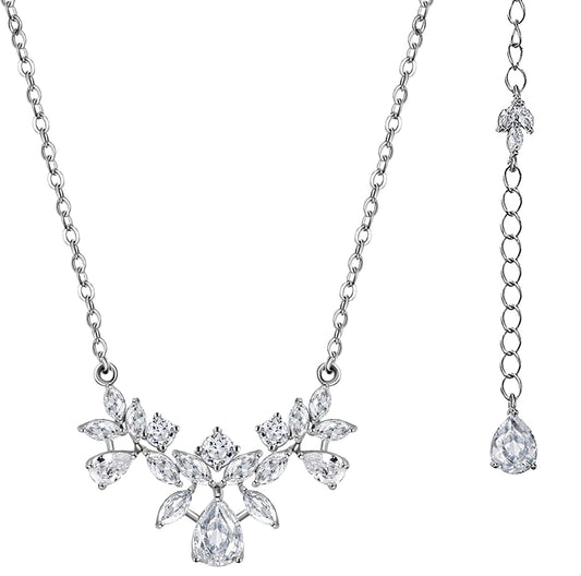 SWEETV Cubic Zirconia Wedding Bridal Backdrop Necklace for Brides, Crystal Dainty Back Necklace, Body Chain Jewelry for Women Prom Apparel & Accessories > Jewelry > Necklaces SWEETV 01. Silver Backdrop  