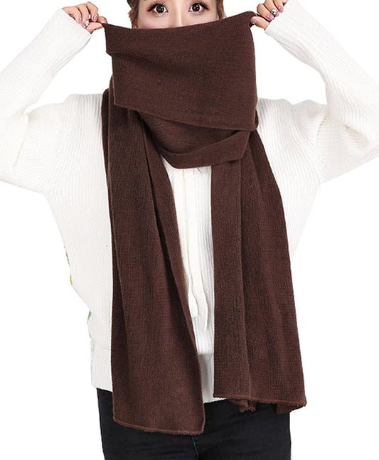 Wander Agio Women'S Warm Long Shawl Winter Warm Large Scarf Pure Color Apparel & Accessories > Clothing Accessories > Scarves & Shawls Wander Agio Coffee  