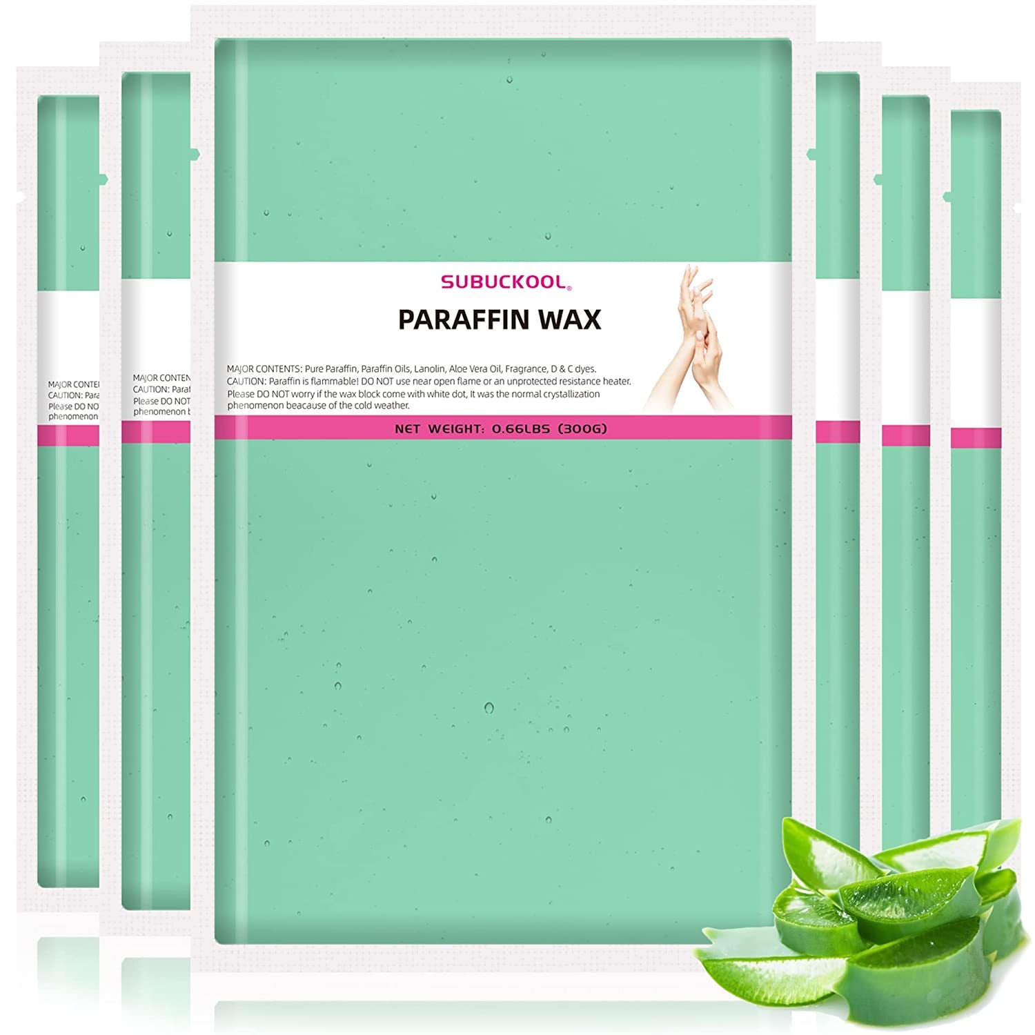 Refill Paraffin Wax, SUBUCKOOL Paraffin Bath Bulk 6 Pack, Rose Scented Paraffin Wax Blocks 4 Lbs for Hands & Feet Care, Use to Relieve Arthitis Pain and Stiff Muscles - Deeply Hydrates and Protects Health & Beauty > Personal Care > Foot Care SUBUCKOOL b.Aloe-Green  