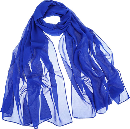 WILLBOND Womens Shawl Chiffon Bridal Evening Soft Wrap Scarf, Chiffon Scarf Ribbon Scarf Satin Scarf for Women and Girls Apparel & Accessories > Clothing Accessories > Scarves & Shawls Willbond Royal Blue 19.69 x 61.02 Inch 