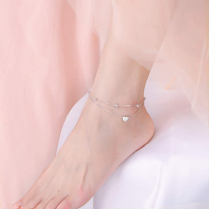 Heart Initial Ankle Bracelets for Women Real S925 Sterling Silver Adjustable Letter Initial Heart Charm Anklets Beach Jewelry Apparel & Accessories > Jewelry > Anklets FLYOW   