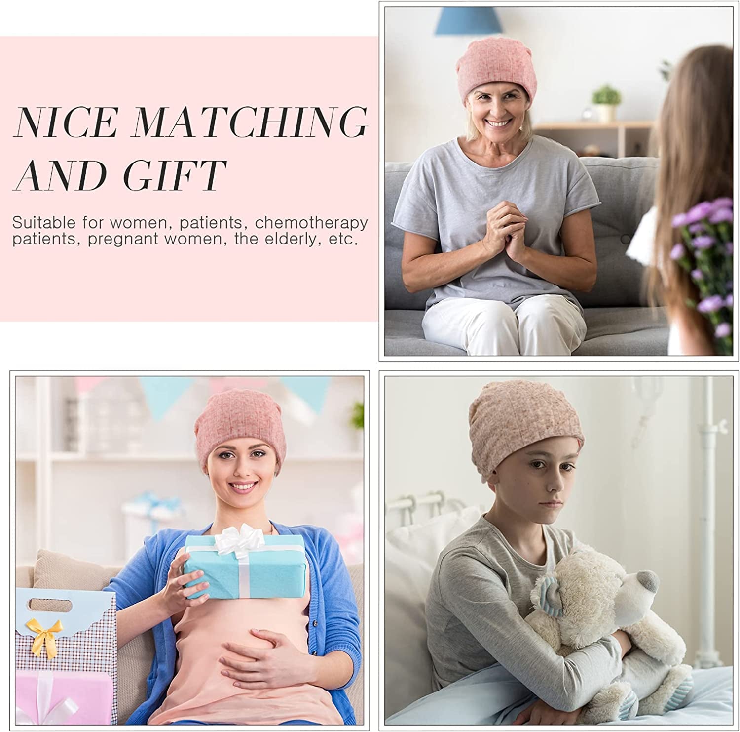 SATINIOR 5 Pieces Women'S Slouchy Beanie Hat Baggy Skull Sleep Cap Turban Headwear Apparel & Accessories > Clothing Accessories > Hats SATINIOR   