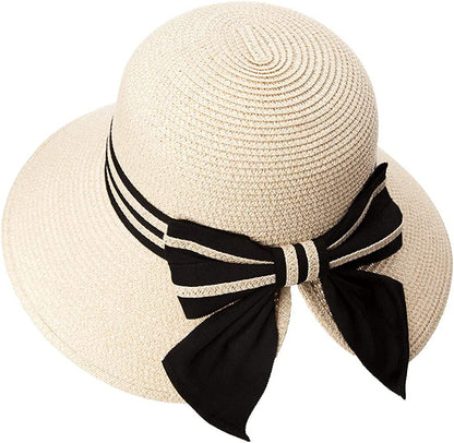 Comhats Womens Floppy Summer Sun Beach Straw Hat UPF50 Foldable Wide Brim 55-60Cm Apparel & Accessories > Clothing Accessories > Hats Comhats 89016_beige Medium 