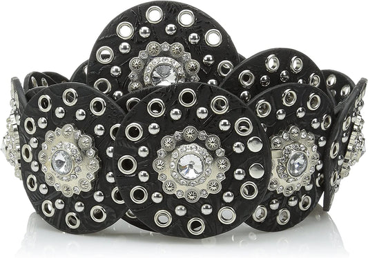 Nocona Belt Co. Women'S Swival Clear Concho Belt Apparel & Accessories > Clothing Accessories > Belts Nocona Belt Co. Black Large 