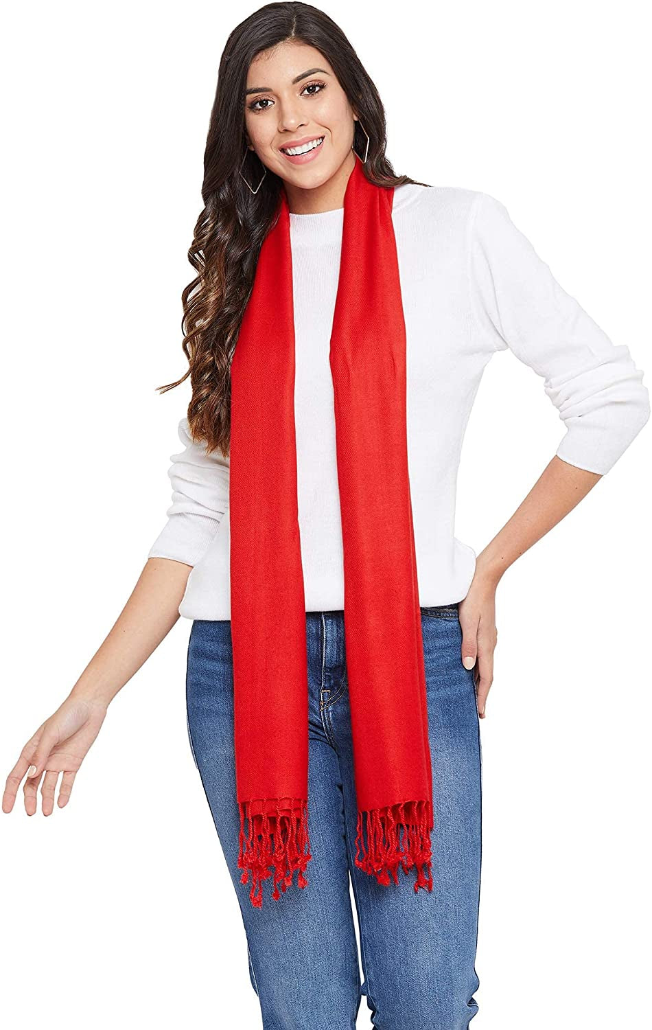Fashion Women'S Silk Scarf Luxury Satin Shawl Wraps Apparel & Accessories > Clothing Accessories > Scarves & Shawls Goood Times Solid Red Scarf  