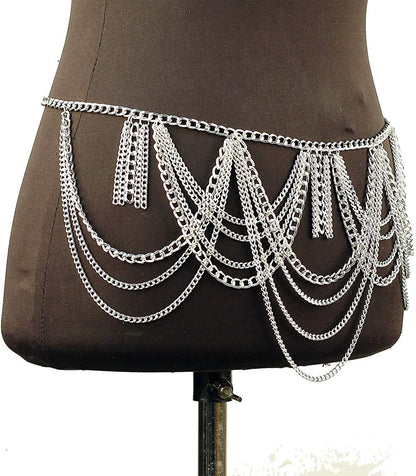 CHRAN Tassels Belly Body Chain Silver Waist Chain Body Jewelry Apparel & Accessories > Jewelry > Body Jewelry CHRAN   