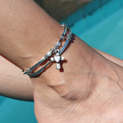 Lizzy James Lucy Anklet Bracelets for Women in Natural Black Leather Silver Plate Crescents Apparel & Accessories > Jewelry > Anklets Lizzy James   