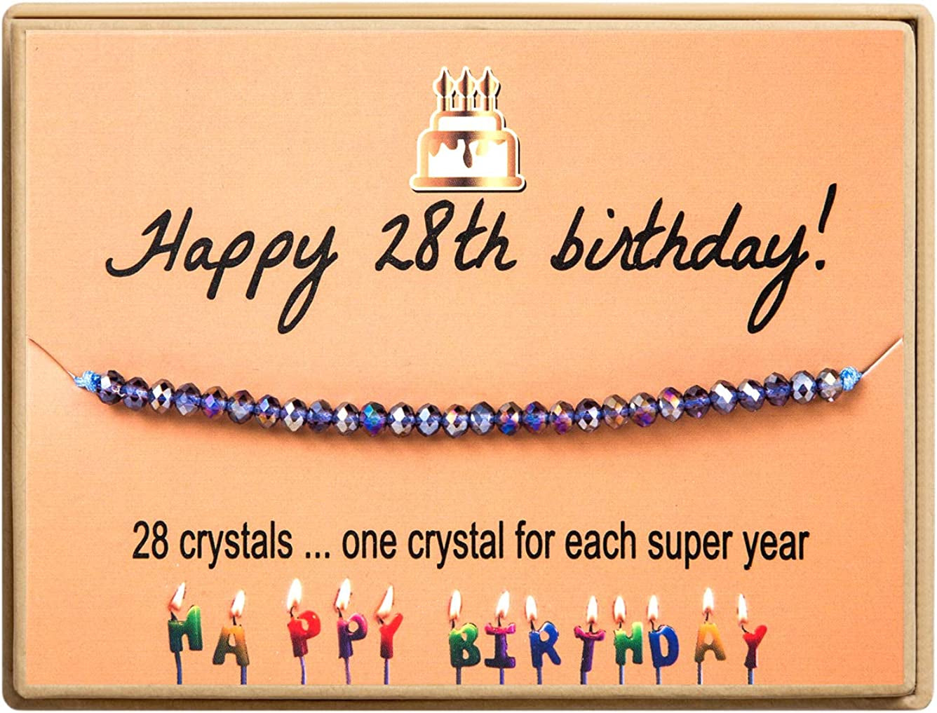 Happy Birthday Bracelet Gift for Teen Girls,Crystal Beads Bracelet Gifts for 10 Year Old Girl Birthday Jewelry Apparel & Accessories > Jewelry > Bracelets KGBNCIE 28 th Birthday Gift  