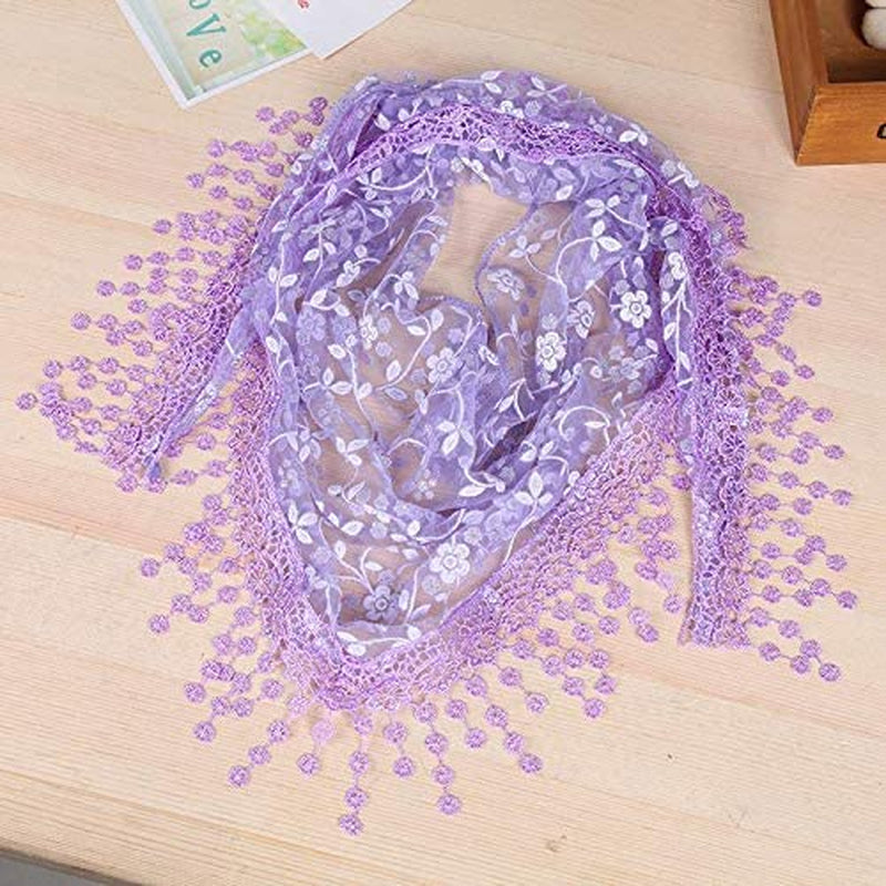 Cotchear Lace Scarf Floral Crochet Lightweight Tassel Sheer Wrap Scarves Shawl Apparel & Accessories > Clothing Accessories > Scarves & Shawls Cotchear   