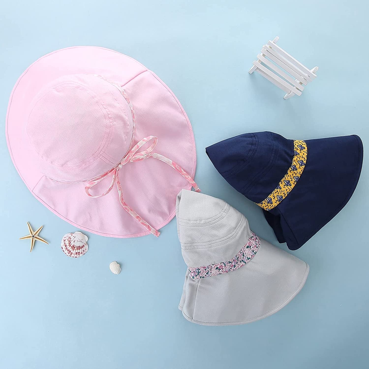 Sun Hats for Women Foldable Wide Birm Boonie Hat Adjustable UV Protection Fishing Hiking Hat with Windproof Tether Apparel & Accessories > Clothing Accessories > Hats LMLALML   