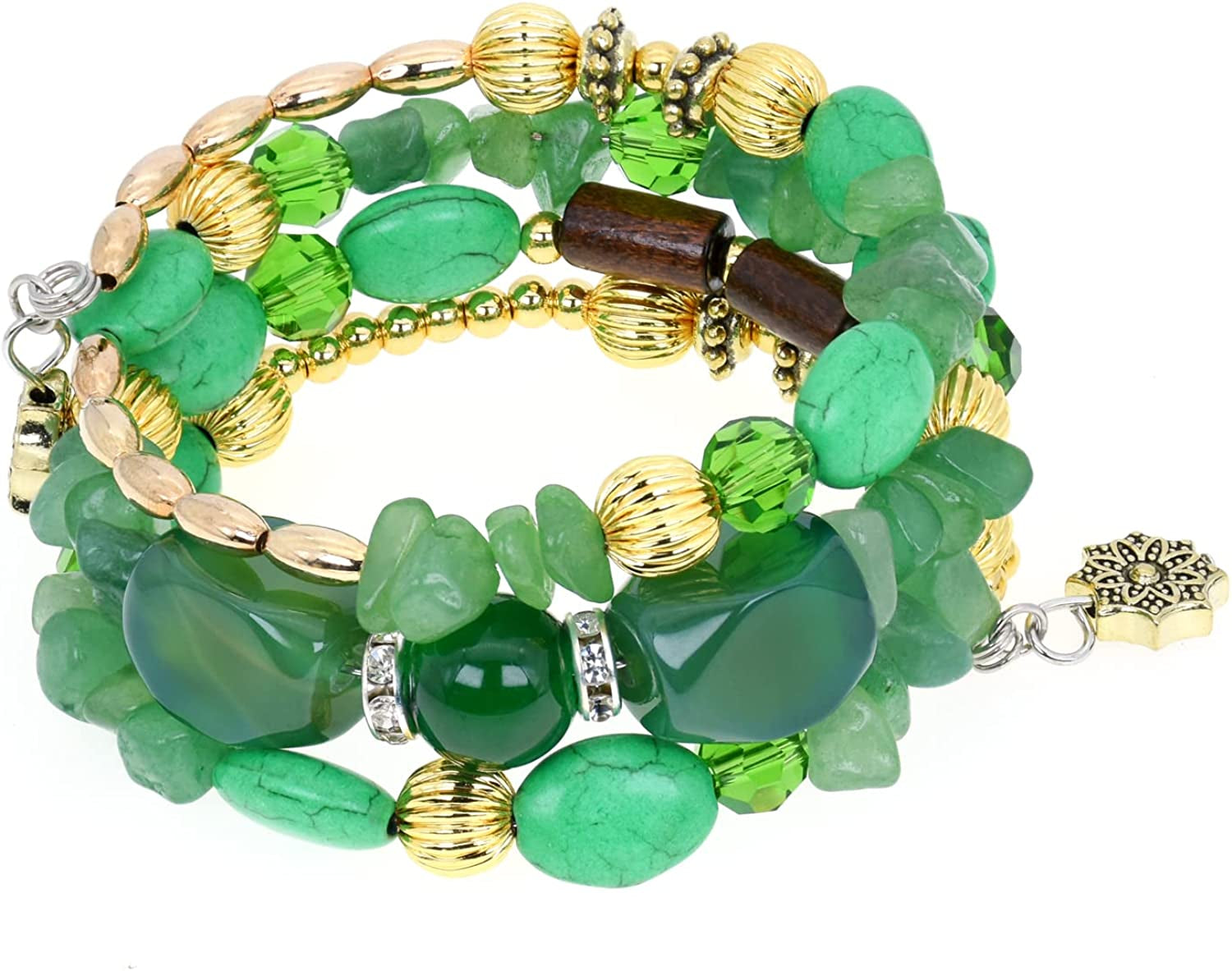 Boho Multilayer Irregular Agate Beads Charm Bracelets for Women Vintage Jade Stone Man Bracelets Yoga Bangles Ethnic Jewelry Apparel & Accessories > Jewelry > Bracelets MIXIA Green  