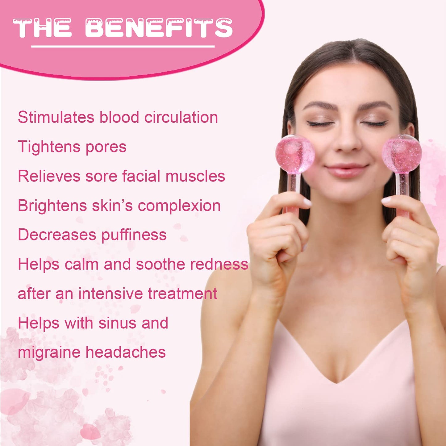 Poleview Ice Globes for Facials, Cooling Face Roller, Facial Massage Tools for Daily Skincare, Tightens Skin, Reduce Puffiness and Dark Circles, anti Ageing, Enhance Circulation - Pink, with Glitter Health & Beauty > Personal Care > Cosmetics > Cosmetic Tools > Skin Care Tools Poleview   