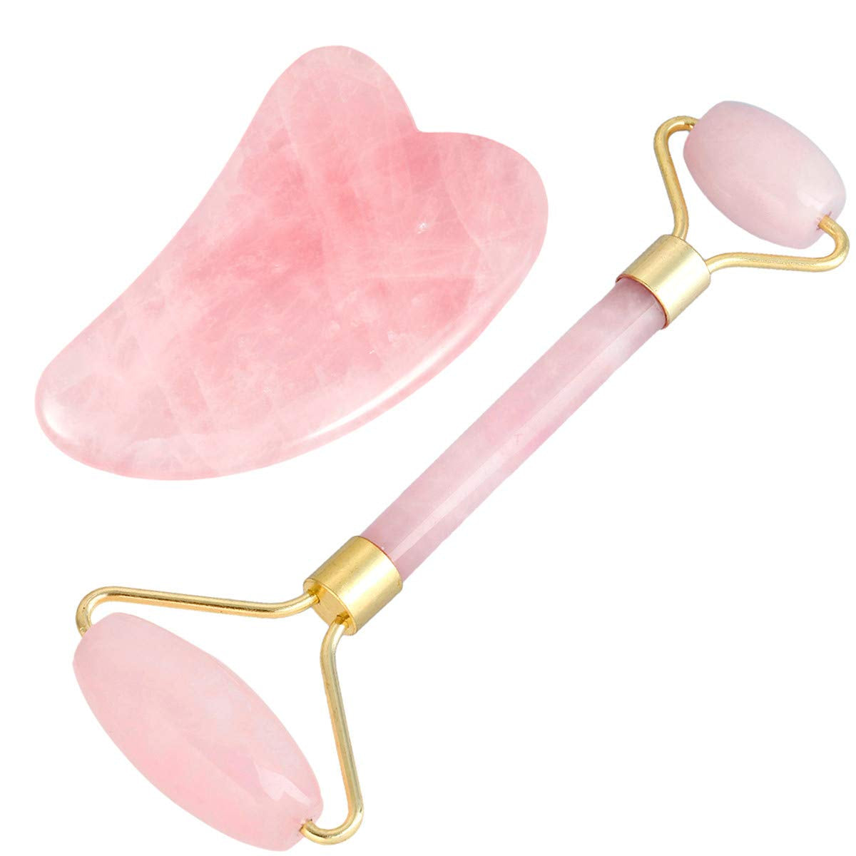 Mookaitedecor Rose Quartz Roller & Gua Sha Tool for Face and Neck Massage, Facial Massager for anti Aging Health & Beauty > Personal Care > Cosmetics > Cosmetic Tools > Skin Care Tools mookaitedecor Rose Quartz Roller & Gua Sha Tool 2  