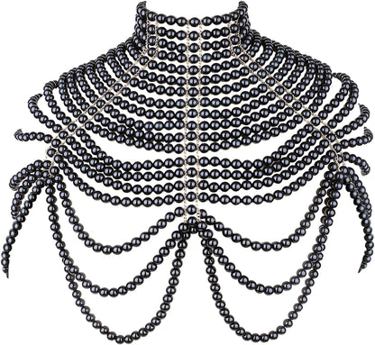 Azazccm Pearl Body Chain-Fashion Pearl Shoulder Necklace for Women,Party, Wedding, Photo Shoot, Adjustable Pearl Body Jewelry Apparel & Accessories > Jewelry > Body Jewelry Azazccm Pearls-2  