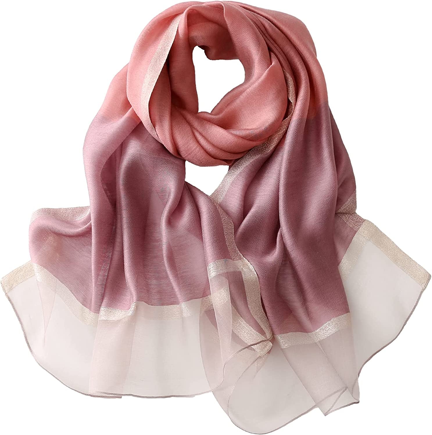 WINCESS YU Solid Color Mulberry Silk Scarf for Women Soft Blanket Shawl Beach Gauze Scarves and Wraps for for All Season Apparel & Accessories > Clothing Accessories > Scarves & Shawls WINCESS.YU Pink & Purple  
