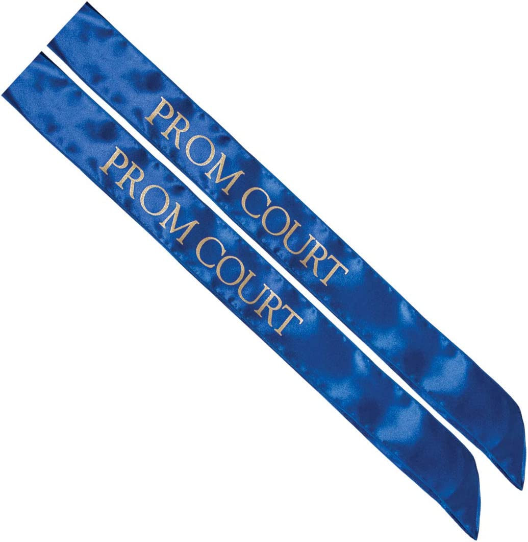 Blue Prom Court Sash, Gold Imprint, Pack of 2 Apparel & Accessories > Clothing Accessories > Sashes Anderson's Blue/Gold Prom Court Sashes  
