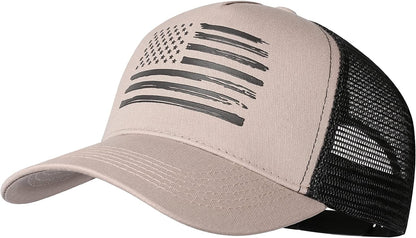 VIONLAN Baseball Cap American Flag Trucker Hat for Men Women 3D Embossed Logo Adjustable Outdoor Mesh Snapback Hat Apparel & Accessories > Clothing Accessories > Hats VIONLAN Khaki/Black Flag  