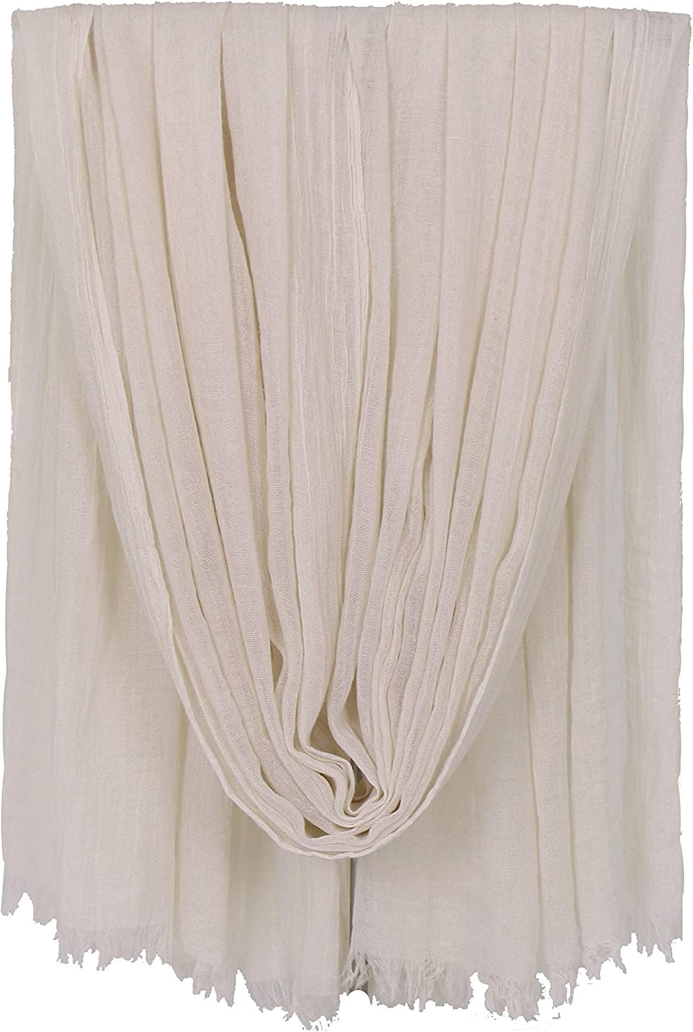 LMVERNA Women Solid Color Scarfs Large Long Lightweight Fringed Headscarf Linen Sheer Shawl Wrap Apparel & Accessories > Clothing Accessories > Scarves & Shawls LMVERNA Beige  
