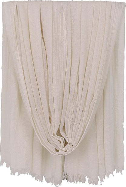 LMVERNA Women Solid Color Scarfs Large Long Lightweight Fringed Headscarf Linen Sheer Shawl Wrap Apparel & Accessories > Clothing Accessories > Scarves & Shawls LMVERNA Beige  