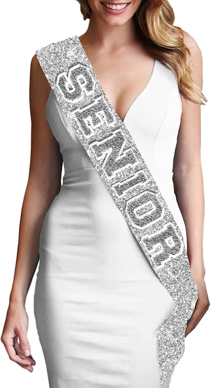Senior Sash - Senior Night Party Decorations - Senior 2023 Party Sports Event Sash Cheer Dance Team Apparel & Accessories > Clothing Accessories > Sashes RhinestoneSash   