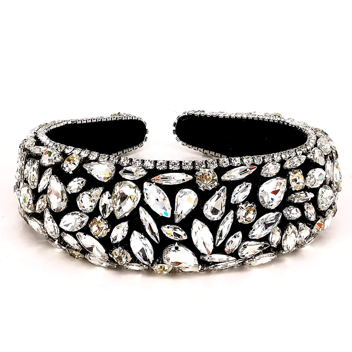 QTMY Wide Headbands Fashion Women Baroque Crystal Gemstone Hair Accessories Head Band Fashion Headwear Hairbands for Women Apparel & Accessories > Clothing Accessories > Headwear QTMY   