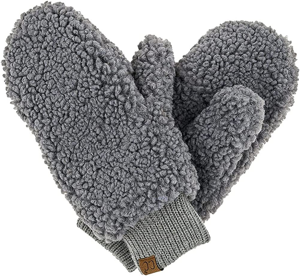 CC Soft Faux Fur Fuzzy Lined Flip up down Top Fingerless Mitten Gloves Apparel & Accessories > Clothing Accessories > Gloves & Mittens C.C Sherpa Gray  
