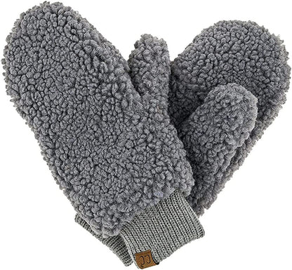 CC Soft Faux Fur Fuzzy Lined Flip up down Top Fingerless Mitten Gloves Apparel & Accessories > Clothing Accessories > Gloves & Mittens C.C Sherpa Gray  