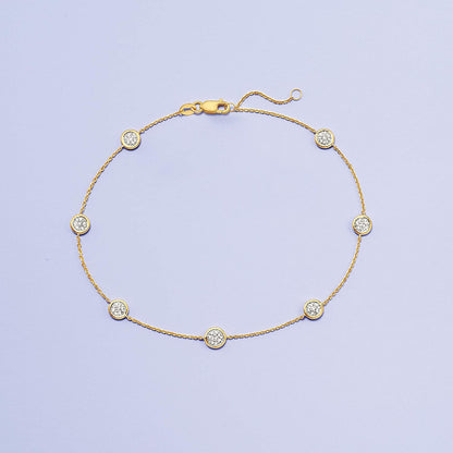 Ross-Simons 0.25 Ct. T.W. Pave Diamond Station Anklet in 14Kt Gold Apparel & Accessories > Jewelry > Anklets Ross-Simons   
