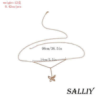 Salliy Boho Multilayered Waist Chain Gold Waist Belt Long Tassel Belly Chain Fashion Body Jewelry for Women and Girls (L) Apparel & Accessories > Jewelry > Body Jewelry Salliy   