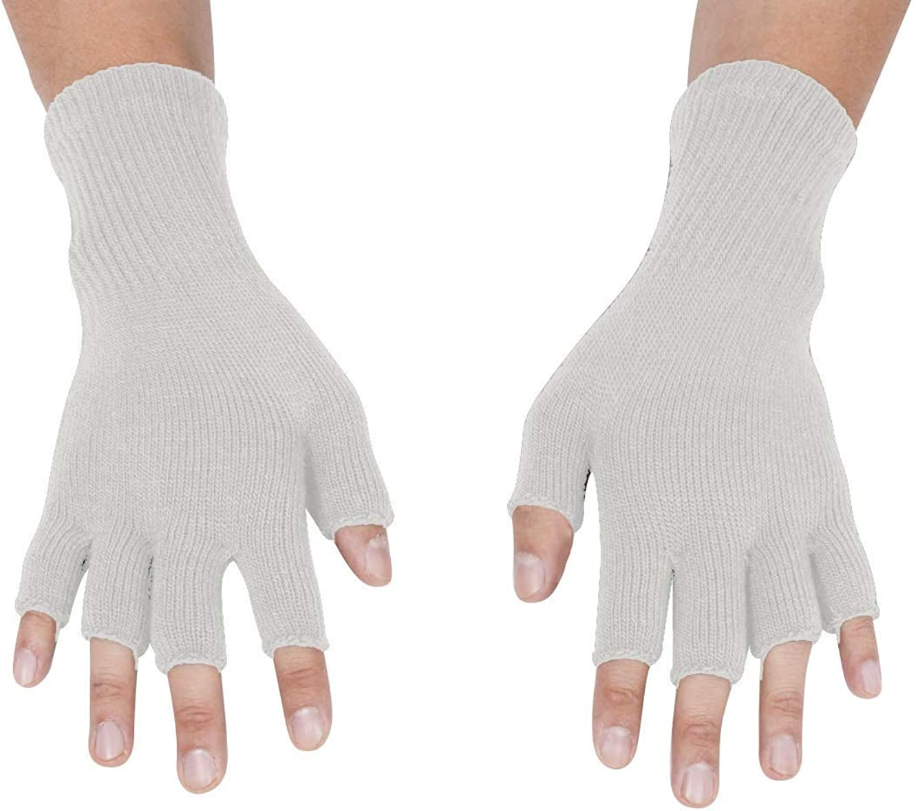 Gravity Threads Unisex Men Women Half Finger Stretchy Knit Fingerless Winter Gloves Apparel & Accessories > Clothing Accessories > Gloves & Mittens Gravity Trading White  