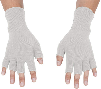 Gravity Threads Unisex Men Women Half Finger Stretchy Knit Fingerless Winter Gloves Apparel & Accessories > Clothing Accessories > Gloves & Mittens Gravity Trading White  