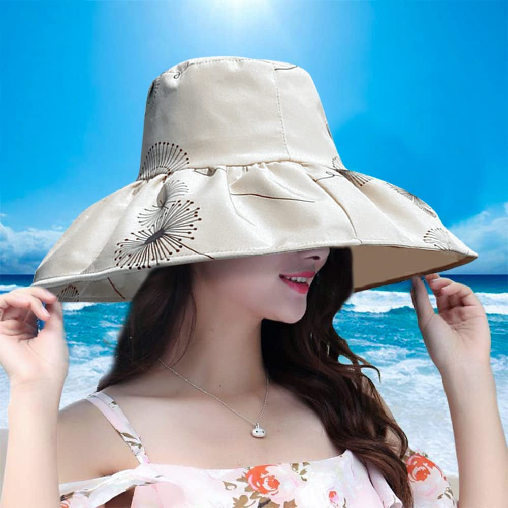 Women Wide Brim Sun Hat Women Sun Large Brim Hat Foldable Summer Beach Cap for Fishing Hiking Apparel & Accessories > Clothing Accessories > Hats xbaihuix   