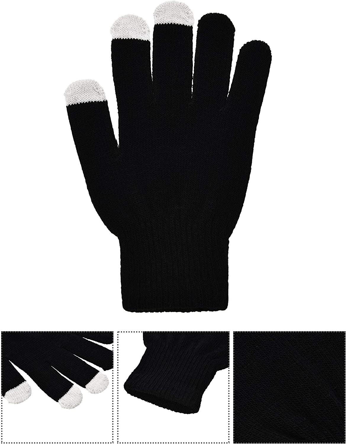 Pangda 12 Pairs Touchscreen Gloves Stretch Knitted Texting Gloves Warm Windproof Solid Color Mittens for Men and Women Apparel & Accessories > Clothing Accessories > Gloves & Mittens Pangda   