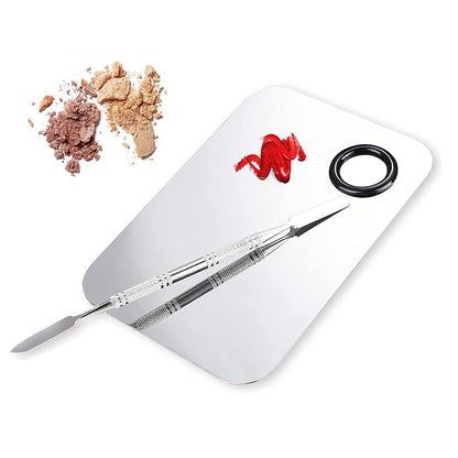 Pro Cosmetics Makeup Mixing Palette, Premium Stainless Steel Metal Makeup Palette Spatula Tool, Suitable for Mixing Foundation/Eye Shadow/Eyelash/Lipsticks/Nail Art Health & Beauty > Personal Care > Cosmetics > Cosmetic Tools > Makeup Tools ALIOBC Square  