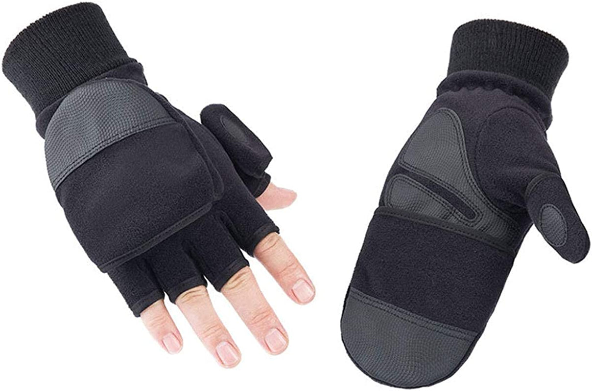 MINIDUO Outdoor Gloves Convertible Mittens Flip Fleece Fingerless Gloves [Windproof] for Men&Women Fishing, Cycling, Running in Cold Weather Apparel & Accessories > Clothing Accessories > Gloves & Mittens MINIDUO   