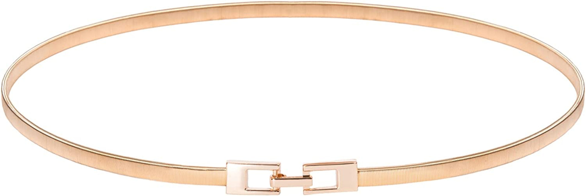 GRACE KARIN Women Skinny Metal Cinch Belt Gold Waistband Elastic Waist Belt CL633 Apparel & Accessories > Clothing Accessories > Belts GRACE KARIN Gold-square Large 