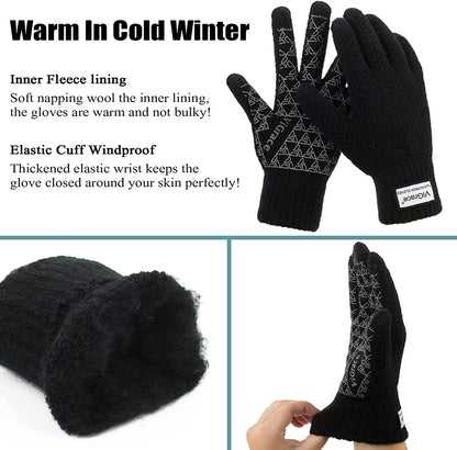 Winter Warm Touchscreen Gloves for Men and Women Touch Screen Fleece Lined Knit Anti-Slip Wool Glove Apparel & Accessories > Clothing Accessories > Gloves & Mittens ViGrace   