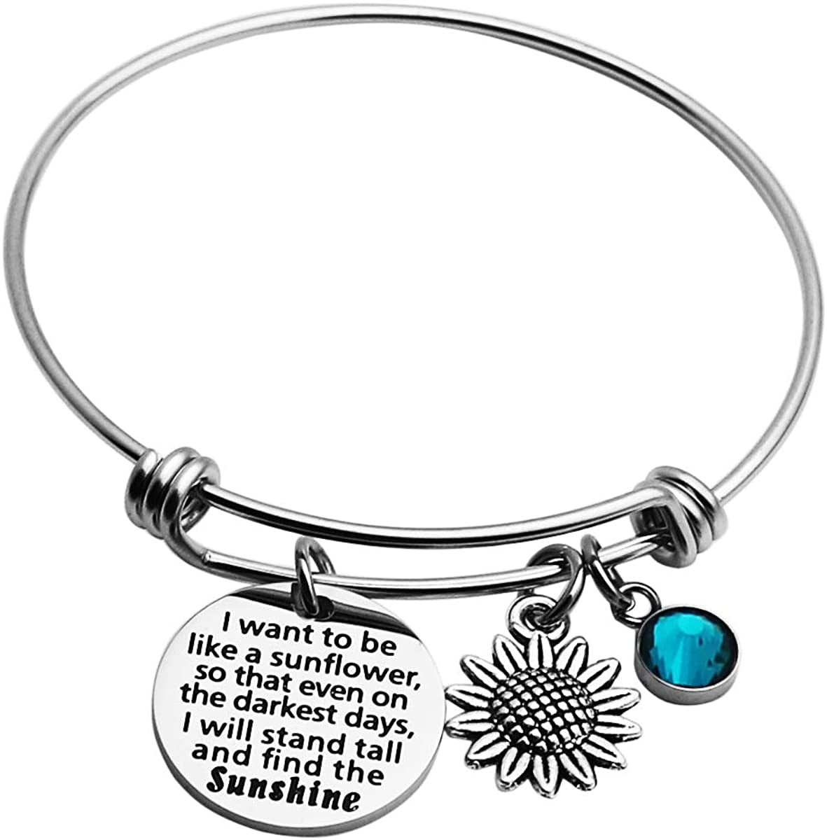 JINGMARUO Sunflower Bracelet I Want to Be like a Sunflower so That Even on the Darkest Days with Birthstone Charm Birthday Gift Flower Bracelet Apparel & Accessories > Jewelry > Bracelets JINGMARUO   