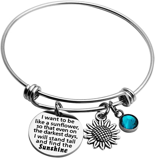 JINGMARUO Sunflower Bracelet I Want to Be like a Sunflower so That Even on the Darkest Days with Birthstone Charm Birthday Gift Flower Bracelet Apparel & Accessories > Jewelry > Bracelets JINGMARUO   