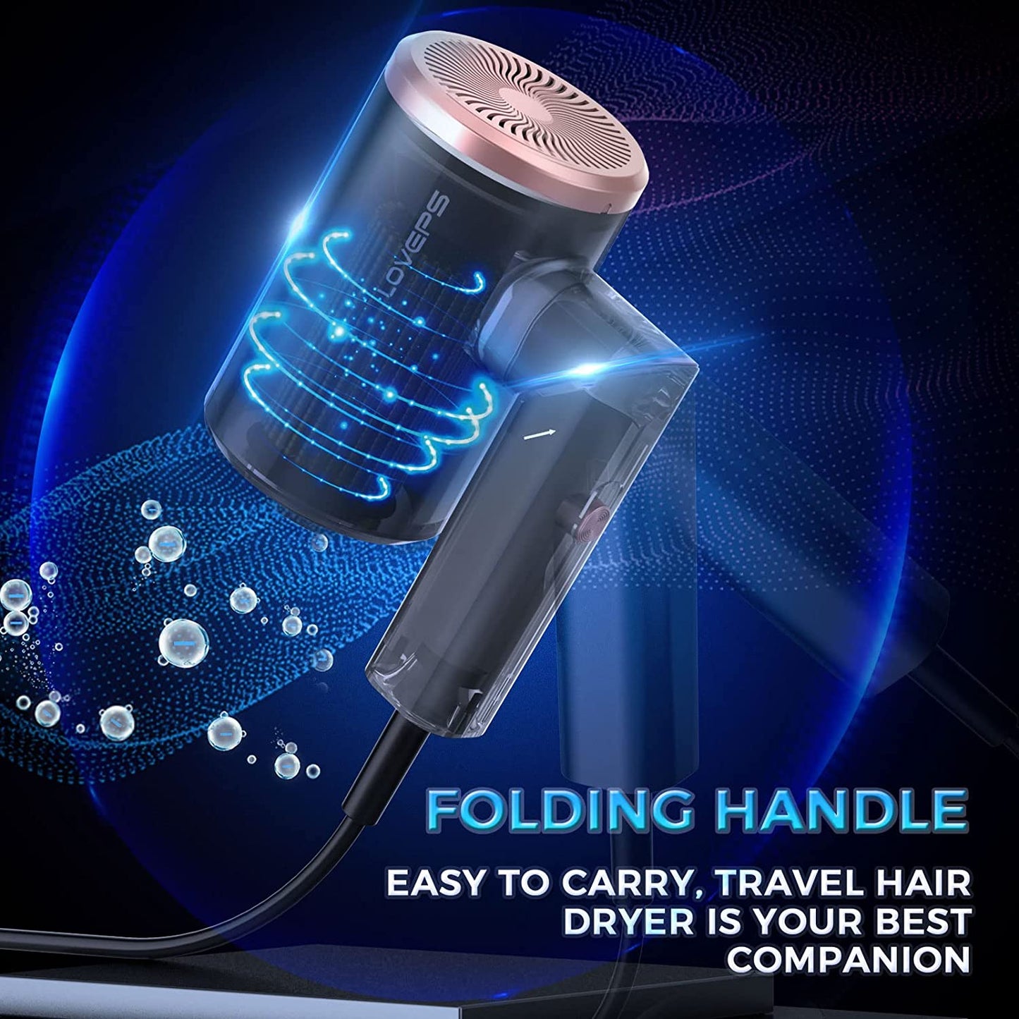 Hair Dryer, 1800W Blow Dryer, Ionic Hair Dryer with Diffuser, Foldable Handle Travel Hair Dryer, Constant Temperature Hair Care without Damaging Hair Health & Beauty > Personal Care > Hair Care LOVEPS   