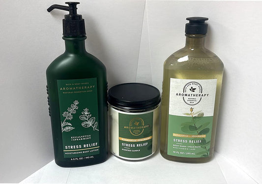 Bath & Body Works Aromatherapy Stress Relief Diffuser, Prime Spa Gift Set Wellness Bundle, Eucalyptus Spearmint Body Lotion + Body Wash & Foam Bath + Wick Candle, Relax Essential Oils Health & Beauty > Personal Care > Cosmetics > Bath & Body Bath & Body Works   