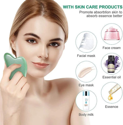 Jade Guasha Tool for Face - Gua Sha Facial Tools Stone for Face and Body Massage Skincare Prevents Wrinkles Health & Beauty > Personal Care > Cosmetics > Cosmetic Tools > Skin Care Tools icolorfuled   