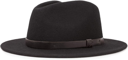 Brixton Messer Medium Brim Felt Fedora Hat Apparel & Accessories > Clothing Accessories > Hats Brixton Black/Black Large 