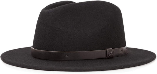 Brixton Messer Medium Brim Felt Fedora Hat Apparel & Accessories > Clothing Accessories > Hats Brixton Black/Black Large 