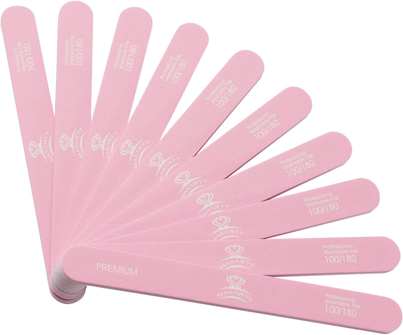 Makartt Nail File 100 180 Grit Emery Boards for Nails 10Pcs Nail Files Professional Washable Doubled Sides Nail File Kit for Manicure Pedicure Natural Acrylic Nails Coarse Nail File for DIY Salon Use Health & Beauty > Personal Care > Cosmetics > Cosmetic Tools > Nail Tools Makartt pink-100/180Grit  