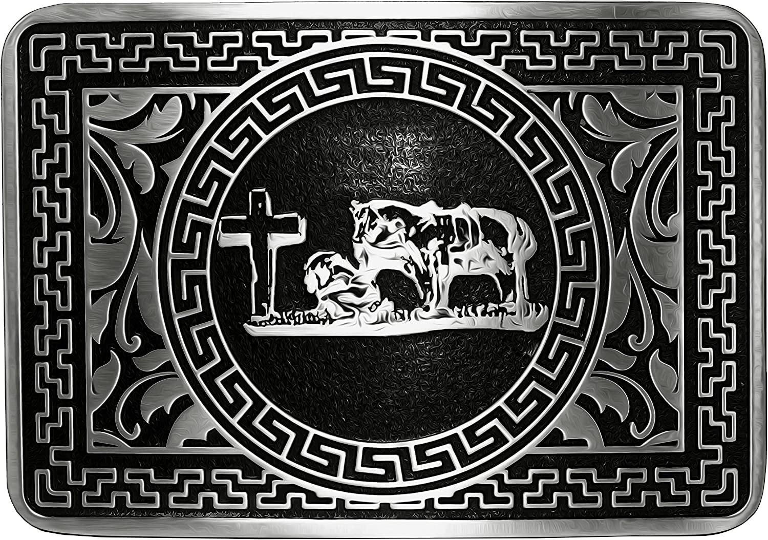 Moranse Religion Cross Cowboy Kneeling Prayer and Horse Design Belt Buckles Apparel & Accessories > Clothing Accessories > Belt Buckles Moranse Asian Style Kneeling Prayer  