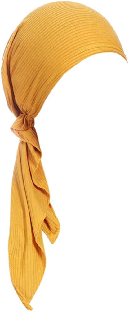 Fxhixiy Womens Turban Chemo Hat Head Scarves Slip-On Pre-Tied Headwear Bandana Sleep Hair Cover Apparel & Accessories > Clothing Accessories > Headwear Fxhixiy Yellow  